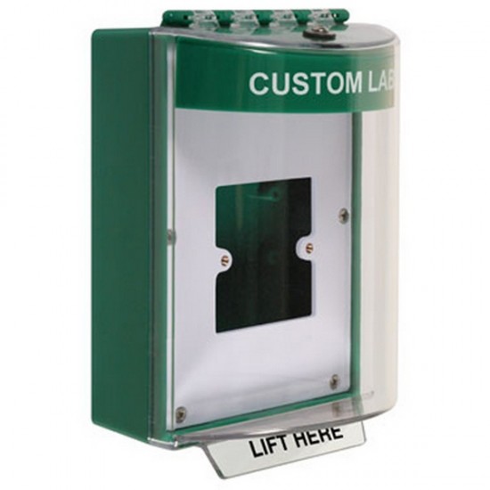 STI-13910CG STI Green Universal Stopper Dome Cover Back Box European Open Mounting Plate and Hood - Custom Text