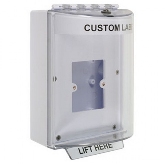 STI-13910CW STI White Universal Stopper Dome Cover Back Box European Open Mounting Plate and Hood - Custom Text