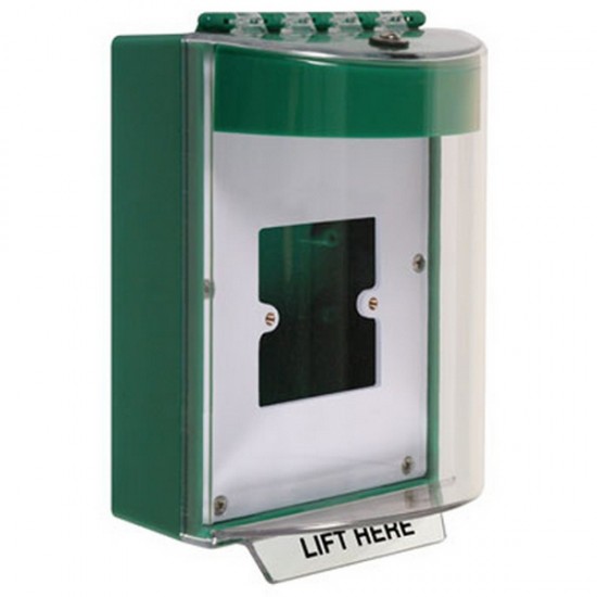 STI-13910NG STI Universal Stopper without Horn Enclosed Back Box & European Open Mounting Plate - No Label Included - Green