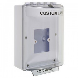 STI-13920CW STI White Universal Stopper Dome Cover Back Box European Open Mounting Plate and Hood w/ Horn - Custom Text