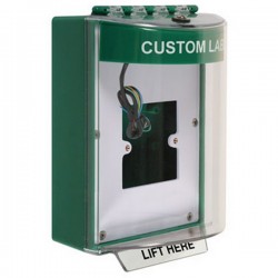 STI-13930CG STI Green Universal Stopper Dome Cover Back Box European Open Mounting Plate Hood w/ Horn and Relay Custom Label