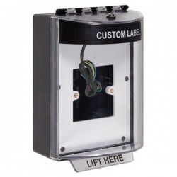 STI-13930CK STI Black Universal Stopper Dome Cover Back Box European Open Mounting Plate Hood w/ Horn and Relay Custom Label