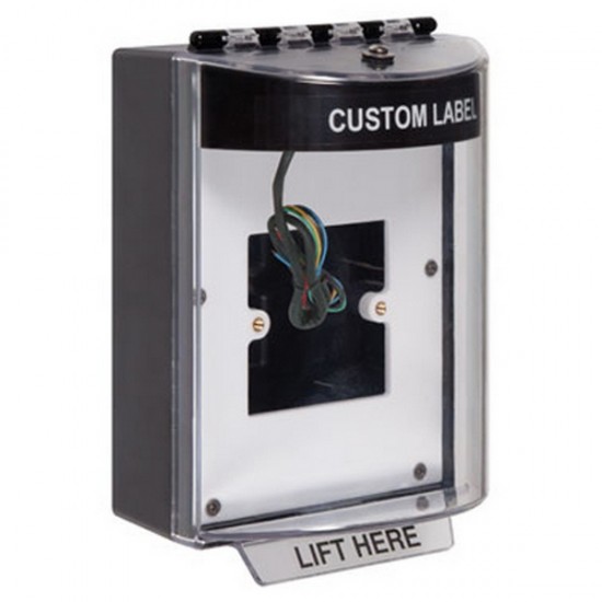 STI-13930CK STI Black Universal Stopper Dome Cover Back Box European Open Mounting Plate Hood w/ Horn and Relay Custom Label