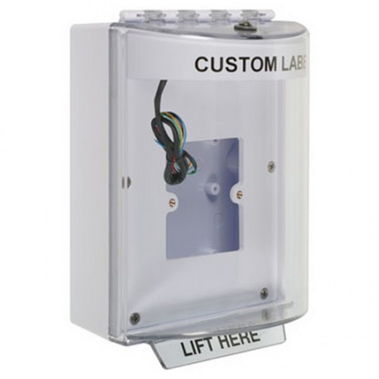 STI-13930CW STI White  Universal Stopper Dome Cover Back Box European Open Mounting Plate Hood w/ Horn and Relay Custom Label