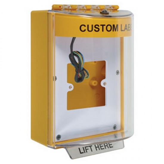 STI-13930CY STI Yellow Universal Stopper Dome Cover Back Box European Open Mounting Plate Hood w/ Horn and Relay Custom Label
