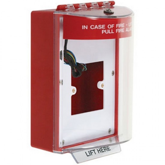 STI-13930FR STI Red Universal Stopper Dome Cover Back Box European Open Mounting Plate and Hood w/ Horn and Relay - Fire