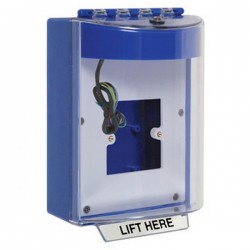 STI-13930NB STI Blue Universal Stopper Dome Cover Back Box European Open Mounting Plate and Hood w/ Horn and Relay - No Text