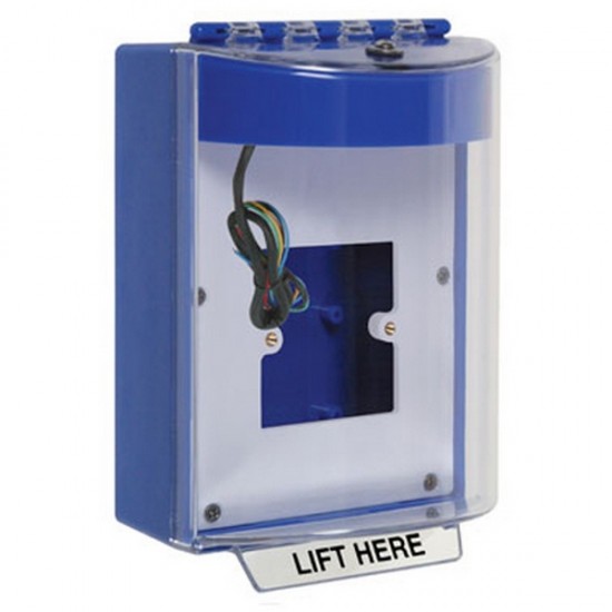 STI-13930NB STI Blue Universal Stopper Dome Cover Back Box European Open Mounting Plate and Hood w/ Horn and Relay - No Text