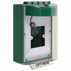 STI-13930NG STI Green Universal Stopper Dome Cover Back Box European Open Mounting Plate and Hood w/ Horn and Relay - No Text