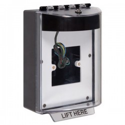 STI-13930NK STI Black Universal Stopper Dome Cover Back Box European Open Mounting Plate and Hood w/ Horn and Relay - No Text