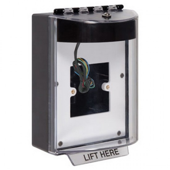 STI-13930NK STI Black Universal Stopper Dome Cover Back Box European Open Mounting Plate and Hood w/ Horn and Relay - No Text