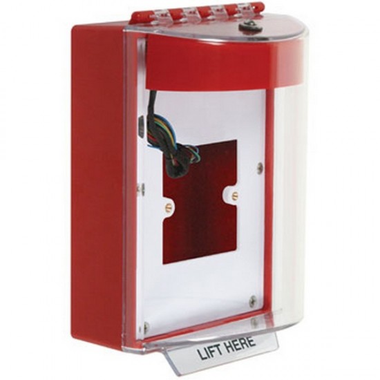 STI-13930NR STI Red Universal Stopper Dome Cover Back Box European Open Mounting Plate and Hood w/ Horn and Relay - No Text