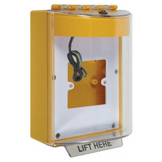 STI-13930NY STI Yellow Universal Stopper Dome Cover Back Box European Open Mounting Plate and Hood w/ Horn and Relay - No Text