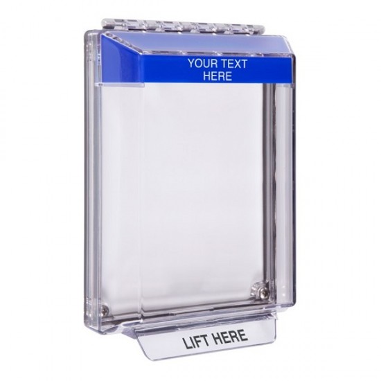 STI-14020CB STI Universal Stopper Low Profile Cover Flush Mount and Hood with Horn - Custom Label - Blue - Non-Returnable