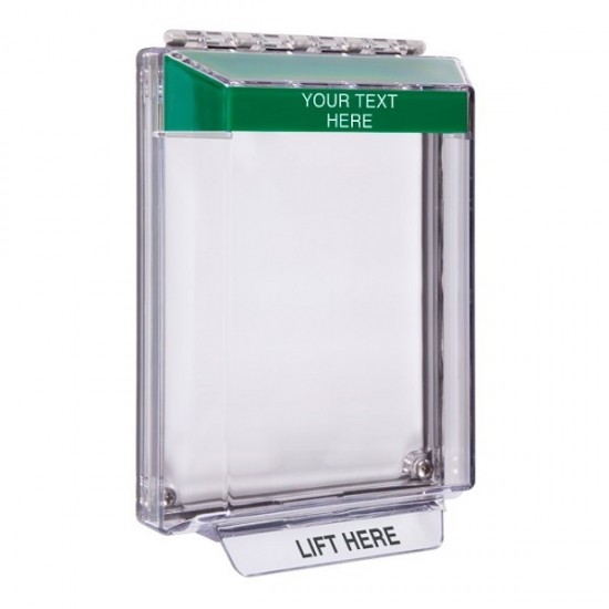 STI-14020CG STI Universal Stopper Low Profile Cover Flush Mount and Hood with Horn - Custom Label - Green - Non-Returnable