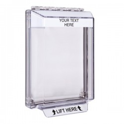 STI-14020CW STI Universal Stopper Low Profile Cover Flush Mount and Hood with Horn - Custom Label - White - Non-Returnable