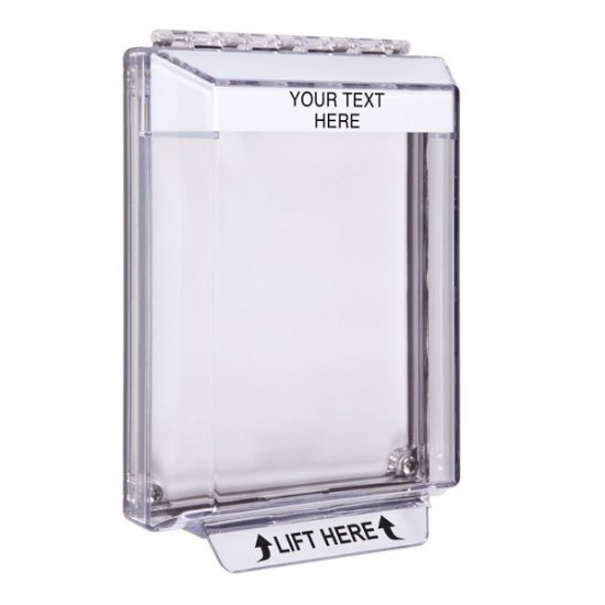 STI-14020CW STI Universal Stopper Low Profile Cover Flush Mount and Hood with Horn - Custom Label - White - Non-Returnable