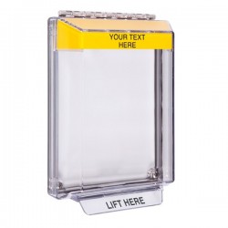 STI-14020CY STI Universal Stopper Low Profile Cover Flush Mount and Hood with Horn - Custom Label - Yellow - Non-Returnable