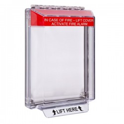 STI-14020FR STI Universal Stopper Low Profile Cover Flush Mount and Hood with Horn - Fire Label - Red