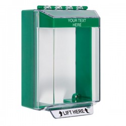 STI-14210CG STI Universal Stopper Low Profile Cover Surface Mount and Hood - Custom Label - Green - Non-Returnable