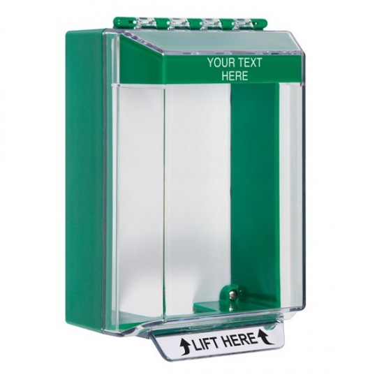 STI-14210CG STI Universal Stopper Low Profile Cover Surface Mount and Hood - Custom Label - Green - Non-Returnable