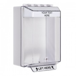 STI-14210CW STI Universal Stopper Low Profile Cover Surface Mount and Hood - Custom Label - White - Non-Returnable