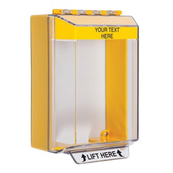 STI-14210CY STI Universal Stopper Low Profile Cover Surface Mount and Hood - Custom Label - Yellow - Non-Returnable