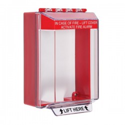STI-14210FR STI Universal Stopper Low Profile Cover Surface Mount and Hood - Fire Label - Red