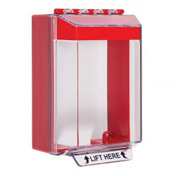 STI-14220NR STI Universal Stopper Low Profile Cover Surface Mount and Hood with Horn - No Label - Red
