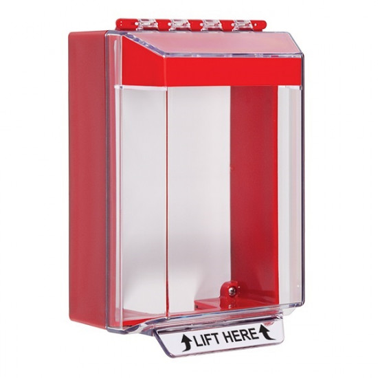 STI-14220NR STI Universal Stopper Low Profile Cover Surface Mount and Hood with Horn - No Label - Red