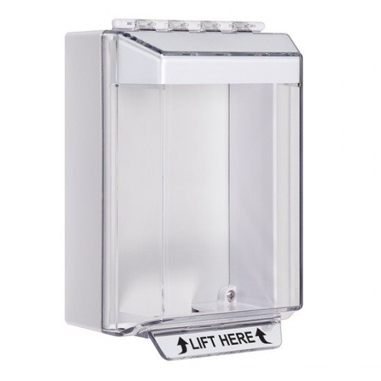 STI-14220NW STI Universal Stopper Low Profile Cover Surface Mount and Hood with Horn - No Label - White