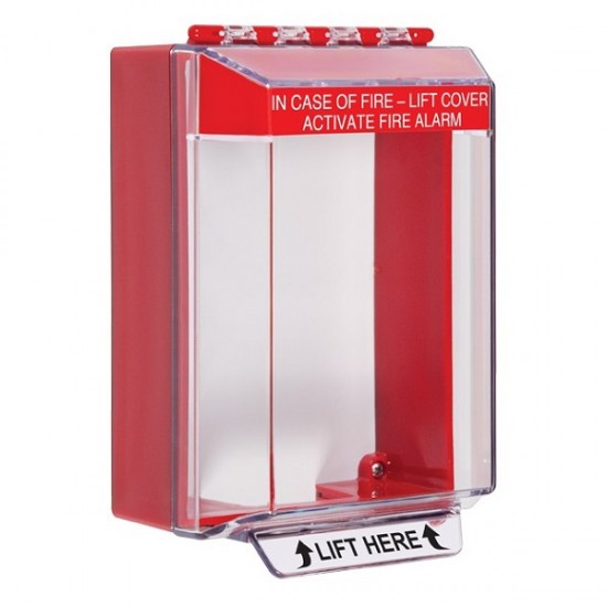 STI-14230FR STI Universal Stopper Low Profile Cover Surface Mount and Hood with Horn and Relay - Fire Label - Red
