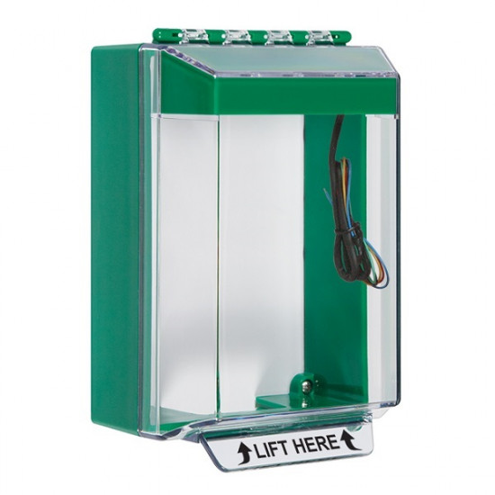 STI-14230NG STI Universal Stopper Low Profile Cover Surface Mount and Hood with Horn and Relay - No Label - Green