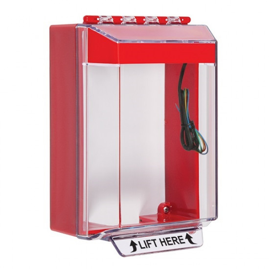 STI-14230NR STI Universal Stopper Low Profile Cover Surface Mount and Hood with Horn and Relay - No Label - Red