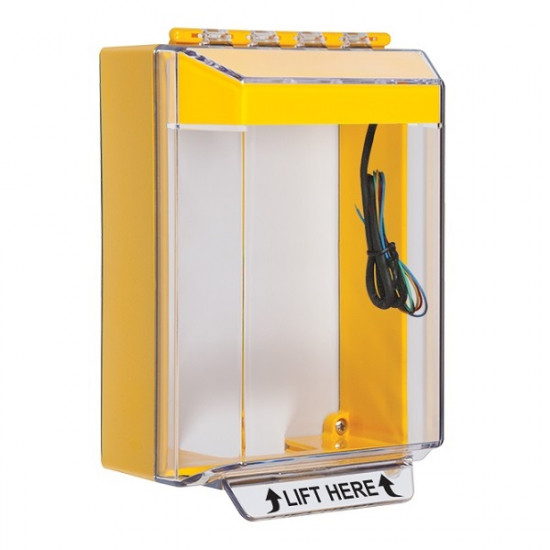 STI-14230NY STI Universal Stopper Low Profile Cover Surface Mount and Hood with Horn and Relay - No Label - Yellow