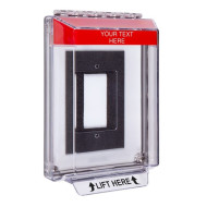 STI-14310CR STI Universal Stopper Low Profile Cover Enclosure Flush Back Box and Hood - Custom Label - Red - Non-Returnable