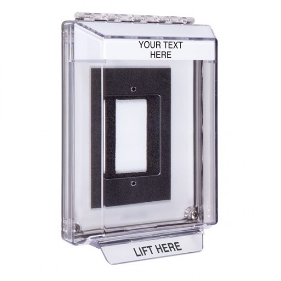STI-14310CW STI Universal Stopper Low Profile Cover Enclosure Flush Back Box and Hood - Custom Label - White - Non-Returnable