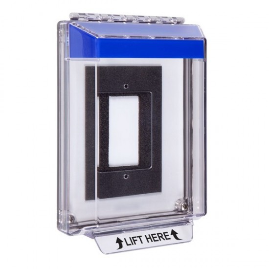 STI-14310NB STI Universal Stopper Low Profile Cover Enclosure Flush Back Box and Hood - No Label - Blue