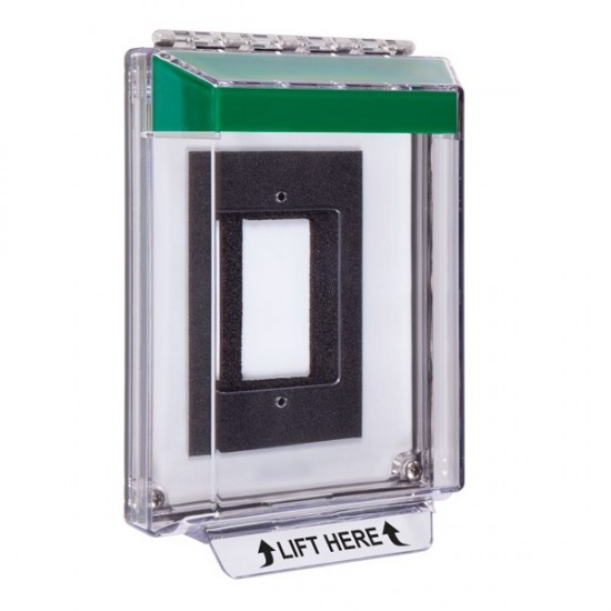 STI-14310NG STI Universal Stopper Low Profile Cover Enclosure Flush Back Box and Hood - No Label - Green