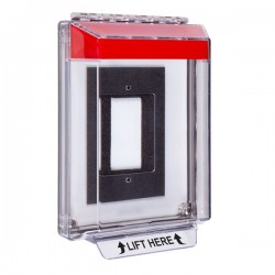 STI-14310NR STI Universal Stopper Low Profile Cover Enclosure Flush Back Box and Hood - No Label - Red