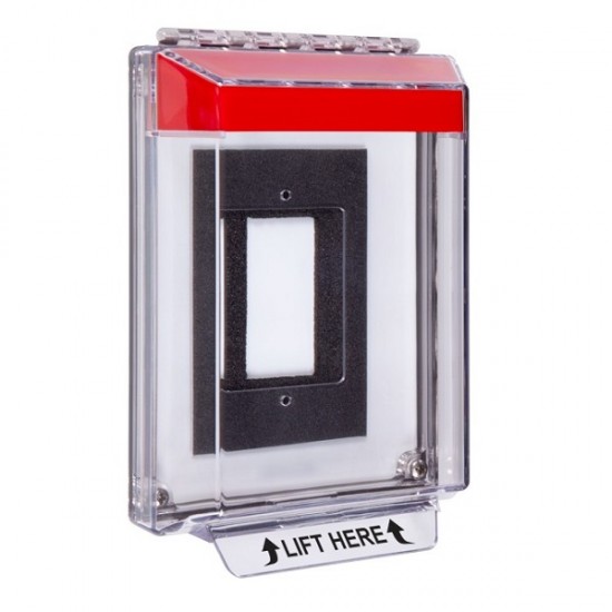 STI-14310NR STI Universal Stopper Low Profile Cover Enclosure Flush Back Box and Hood - No Label - Red