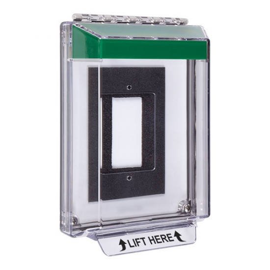 STI-14320NG STI Universal Stopper Low Profile Cover Enclosure Flush Back Box and Hood with Horn - No Label - Green