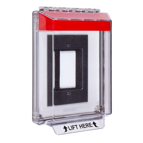 STI-14320NR STI Universal Stopper Low Profile Cover Enclosure Flush Back Box and Hood with Horn - No Label - Red