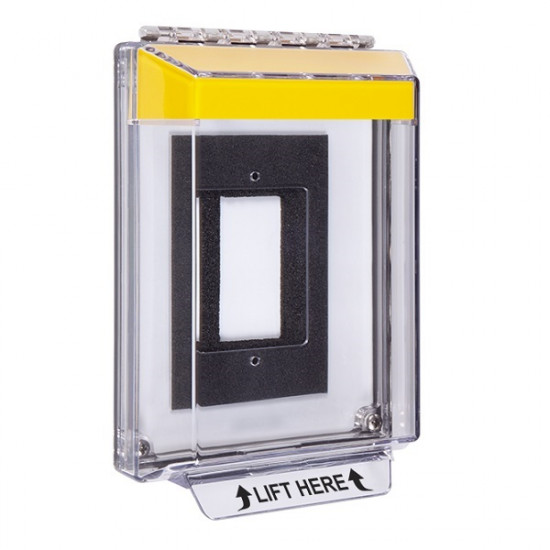 STI-14320NY STI Universal Stopper Low Profile Cover Enclosure Flush Back Box and Hood with Horn - No Label - Yellow