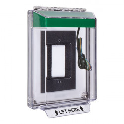 STI-14330NG STI Universal Stopper Low Profile Cover Enclosure Flush Back Box and Hood with Horn and Relay - No Label - Green