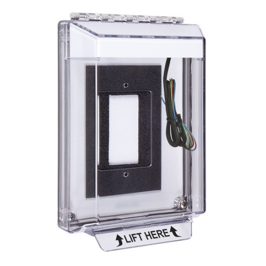 STI-14330NW STI Universal Stopper Low Profile Cover Enclosure Flush Back Box and Hood with Horn and Relay - No Label - White