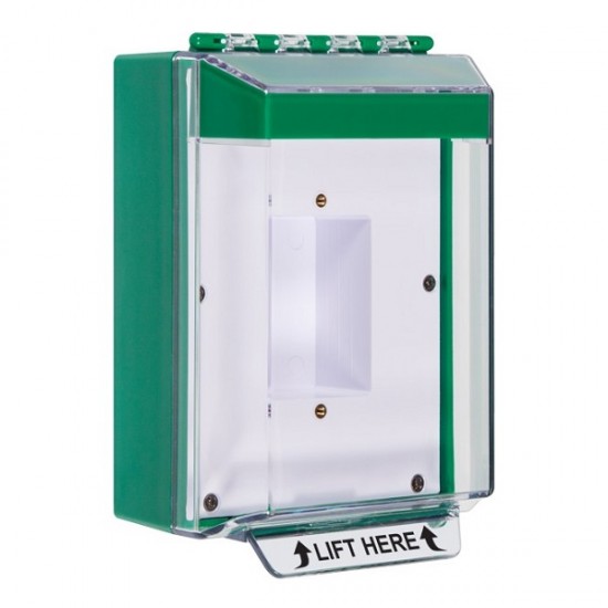 STI-14410NG STI Universal Stopper Low Profile Cover Enclosed Back Box, Sealed Mounting Plate and Hood - No Label - Green