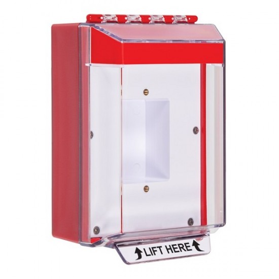 STI-14410NR STI Universal Stopper Low Profile Cover Enclosed Back Box, Sealed Mounting Plate and Hood - No Label - Red