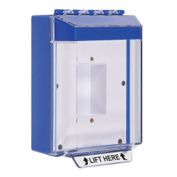 STI-14420NB STI Blue Universal Stopper Low Profile Cover Enclosed Back Box Sealed Mounting Plate and Hood w/ Horn - No Text