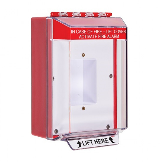 STI-14430FR STI Red Universal Stopper Low Profile Cover Back Box Sealed Mounting Plate and Hood w/ Horn and Relay - Fire